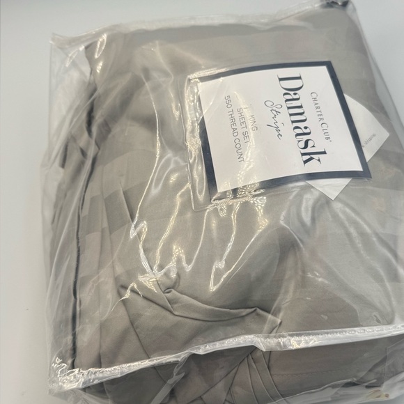 Charter Club Damask 1.5 Stripe 550 Thread Count 100% Cotton 4-Pc. Sheet Set,King - Picture 6 of 7